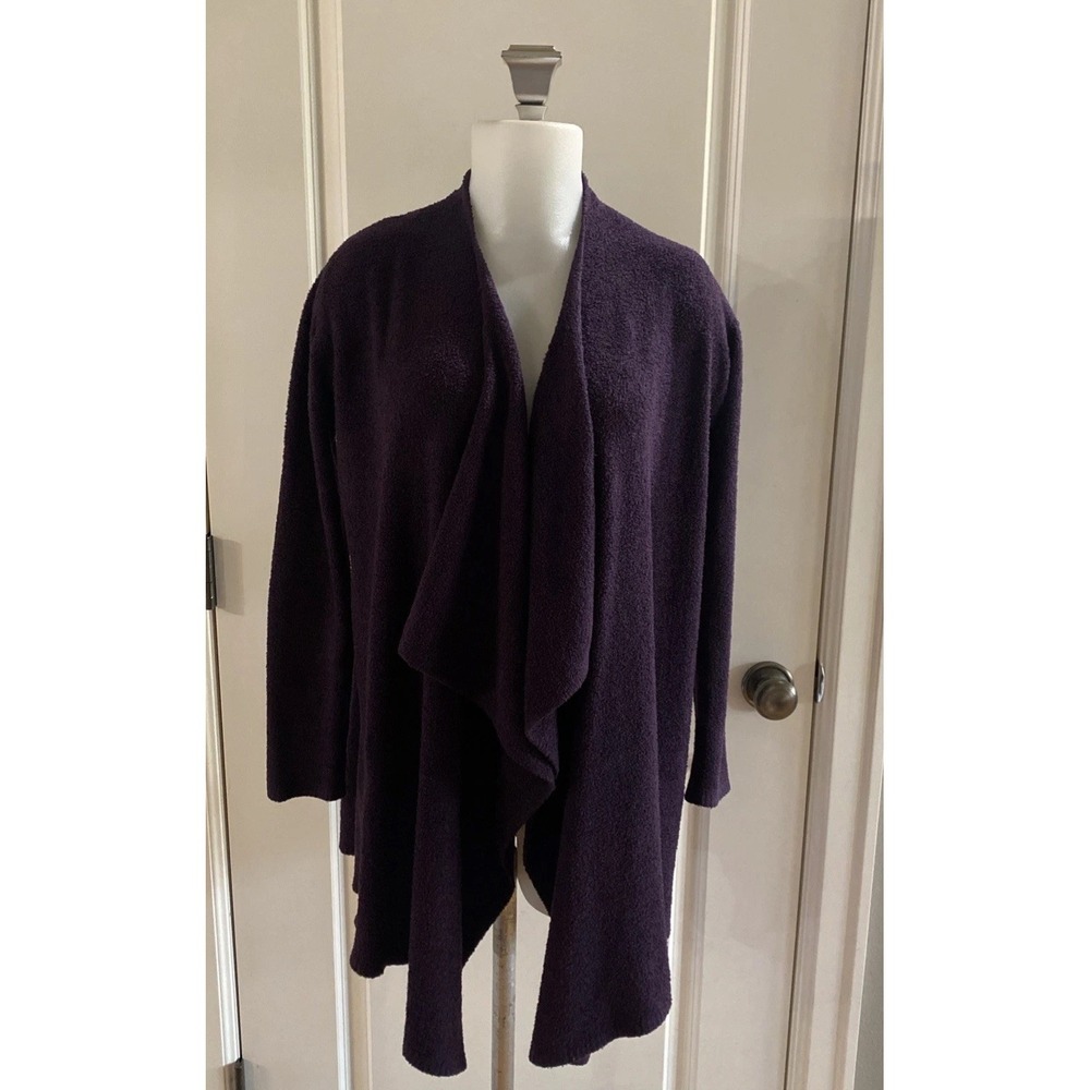 BAREFOOT DREAMS Cozychic Lite Bamboo Purple Plum Wrap Cardigan Sweater Size S/M
